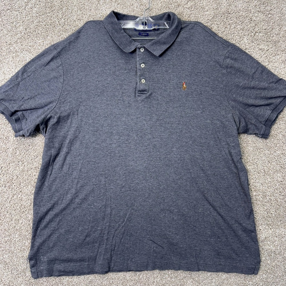 Polo Ralph Lauren Polo Shirt Mens XL Classic Fit Gray Short Sleeve EUC
